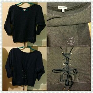 Juicy Couture Black Lace-Up Sweatshirt